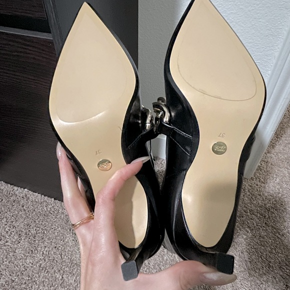 Zara Heeled Leather Knee High Boots With Chain Detail - Picture 14 of 16